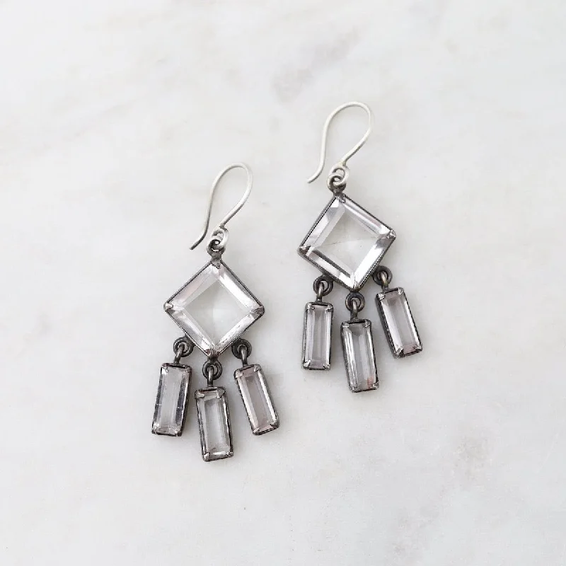 Clear Quartz Deco Chandelier Earrings