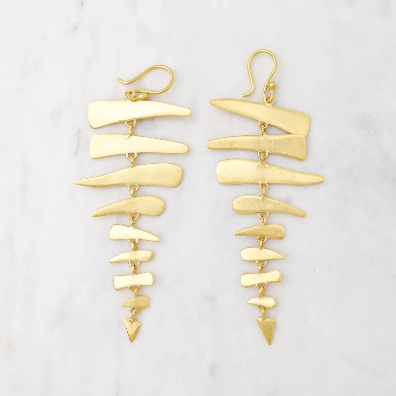 Gold Plated Large Fishbone Earrings