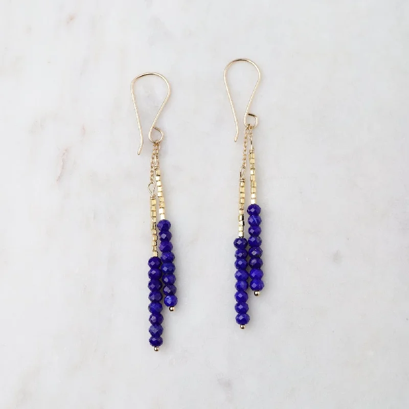 Lapis Beaded Sticks Earrings