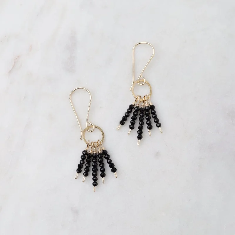 Black Spinel Fringe Sticks Earring