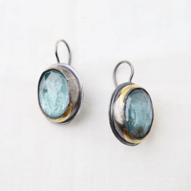 Crescent Rim Hook Earrings with Sky Blue Kyanite