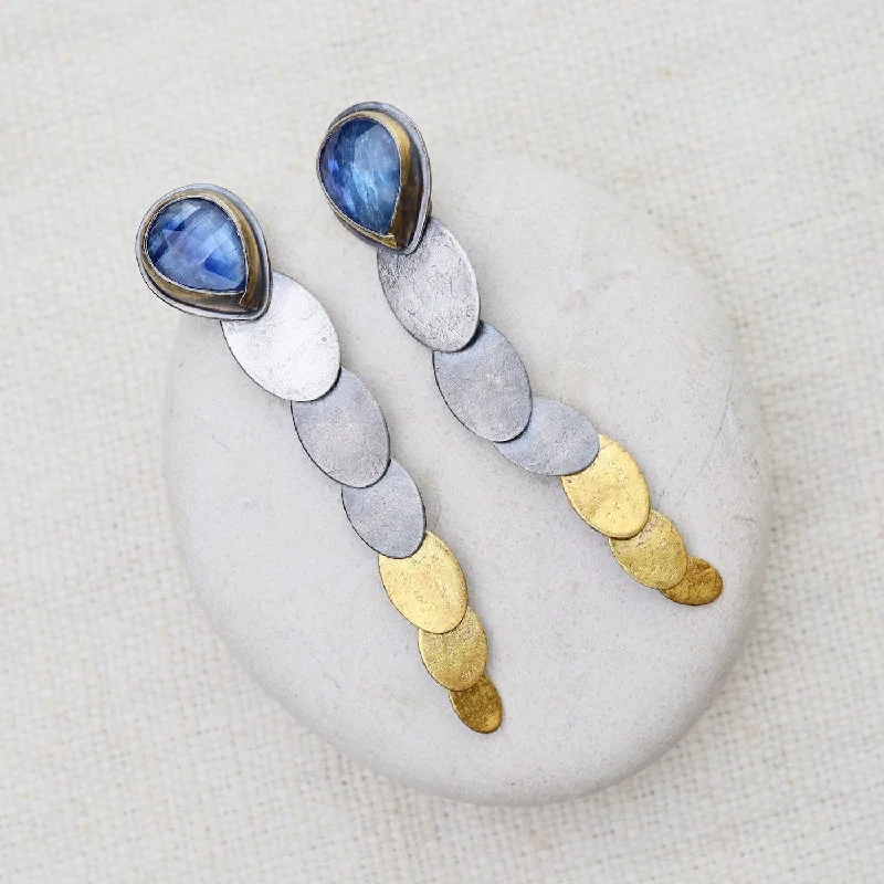 Bi-color Kyanite Oval Pivot Earrings