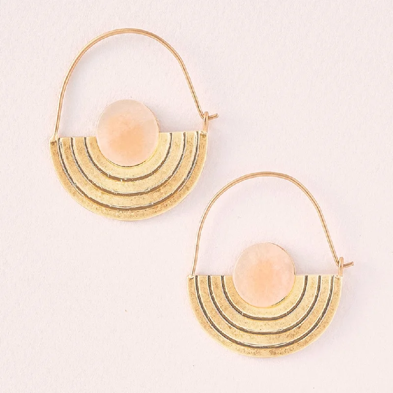 Stone Orbit Earrings - Sunstone & Gold