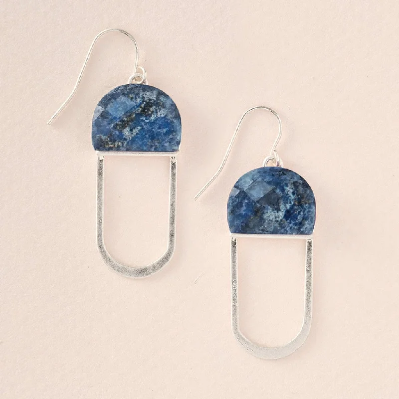 Modern Stone Chandelier Earring - Lapis & Silver