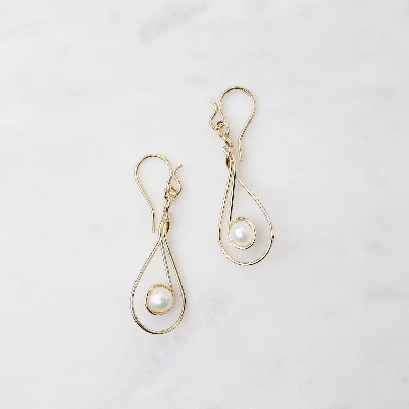 Gold Filled Hanging Pearl Earrings