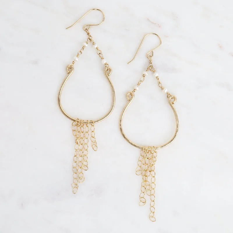 Pearl Horseshoe Dangle Earrings