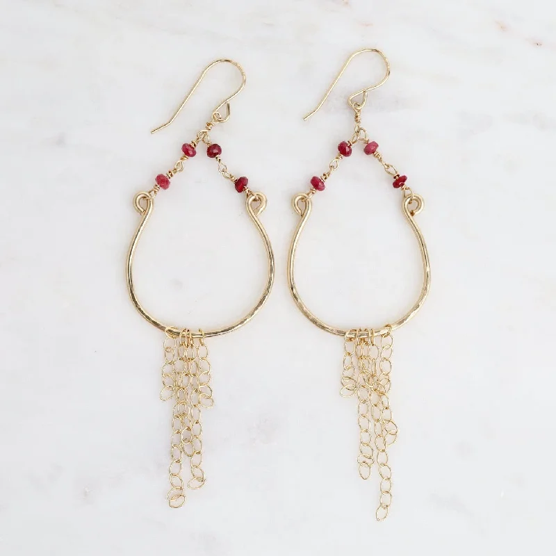 Ruby Horseshoe Dangle Earrings