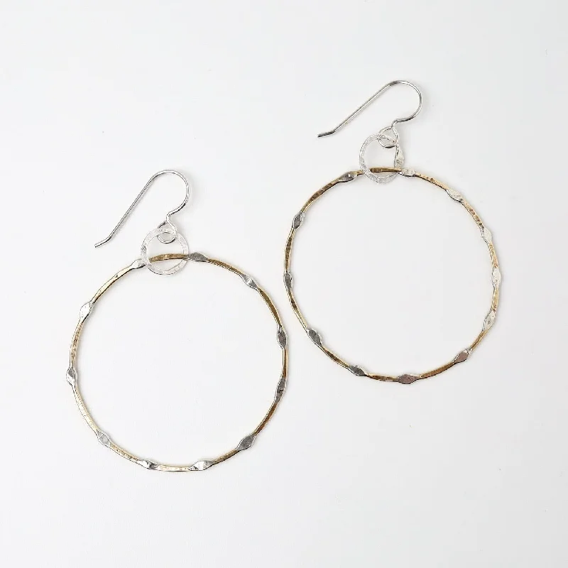 Organicly Shaped Brass & Sterling Silver Circles Earrings