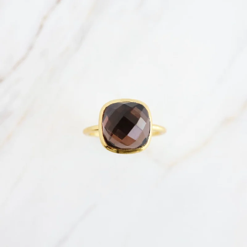 Asha Square Adjustable Ring in Merlot