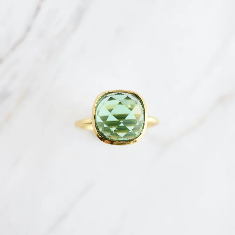 Asha Square Adjustable Ring in Wild Green