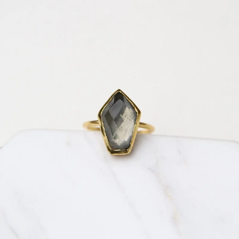 Pyrite Mid Stone Adjustable Ring