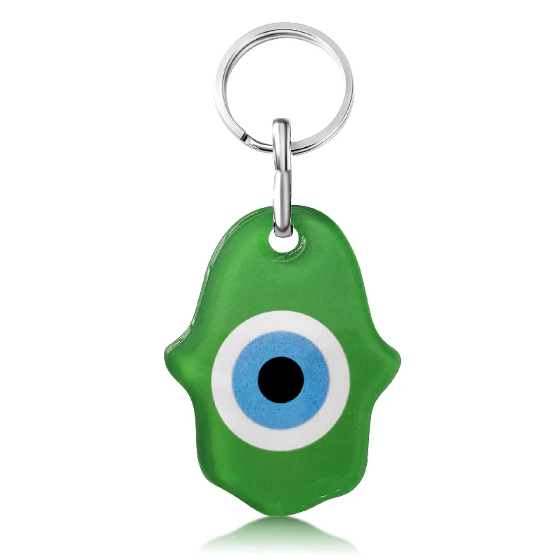 Hamsa Lucky Eye Keyring in Green