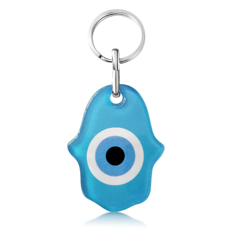 Hamsa Lucky Eye Keyring in Light Blue