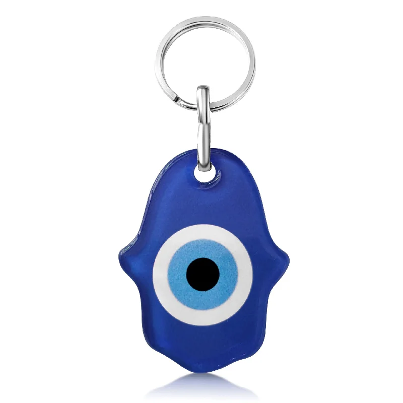 Hamsa Lucky Eye Keyring in Navy