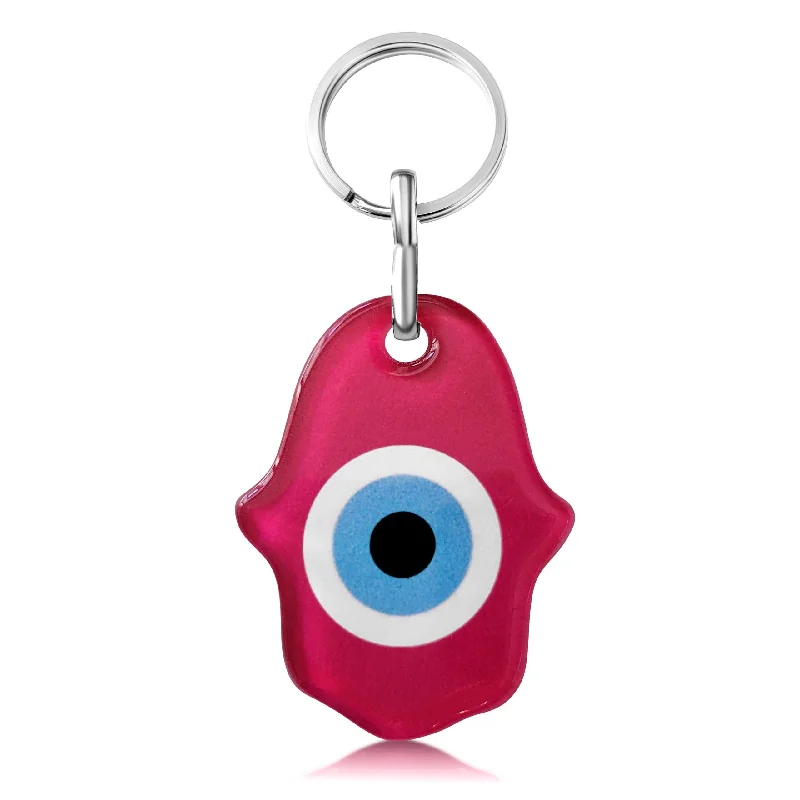 Hamsa Lucky Eye Keyring in Pink