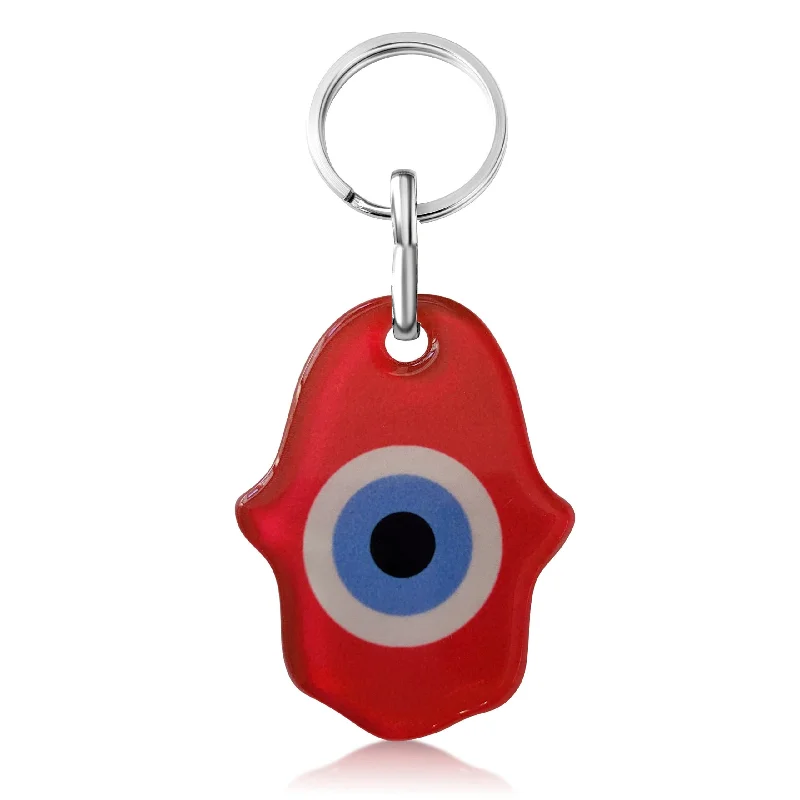 Hamsa Lucky Eye Keyring in Red