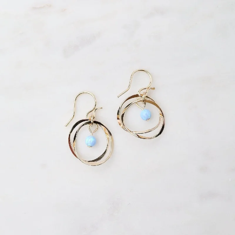 Gold Filled Twin Blue Opal Earrings