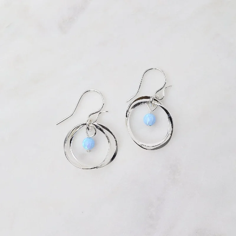 Sterling Silver Twin Blue Opal Earrings