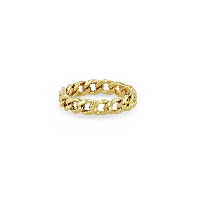 14k Solid Medium Curb Chain Band Ring