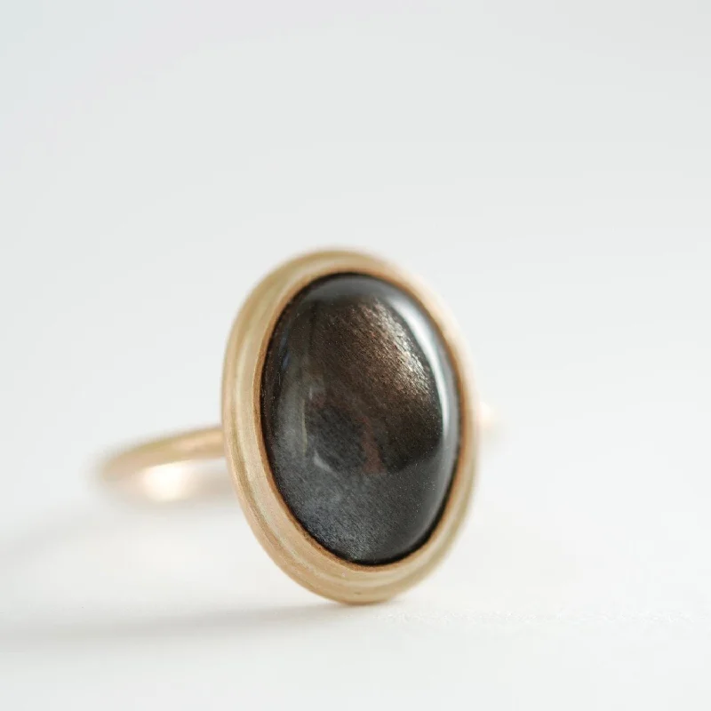 Black Moonstone Cabochon Ring