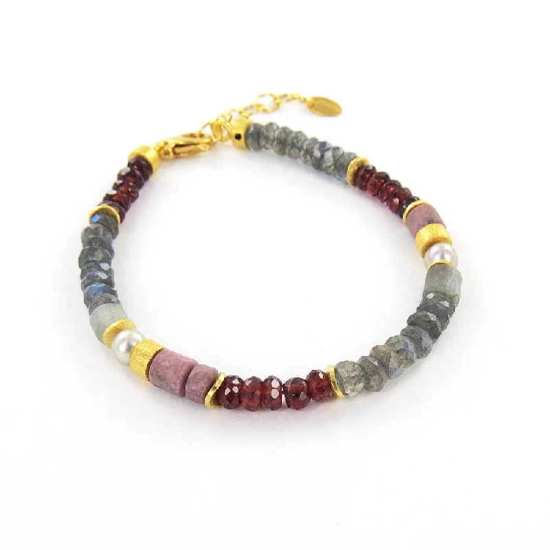 LABRADORITE GARNET RHONDITE BRACELET