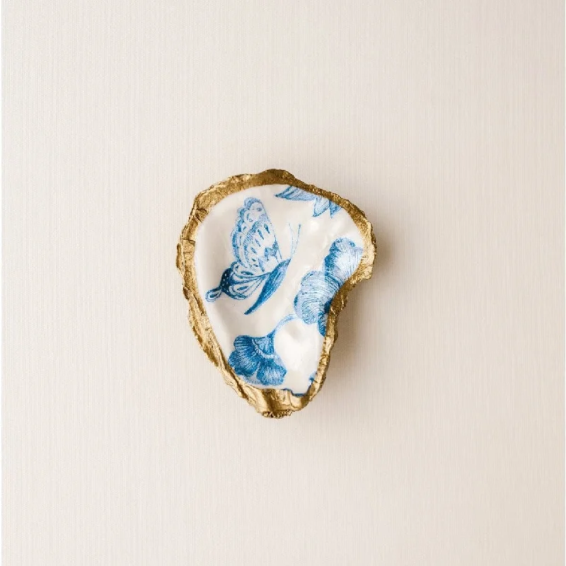 Indigo Decoupage Oyster Ring Dish - Butterfly