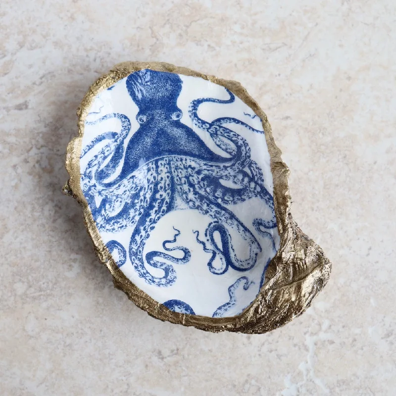 Decoupage Oyster Ring Dish - Octopus