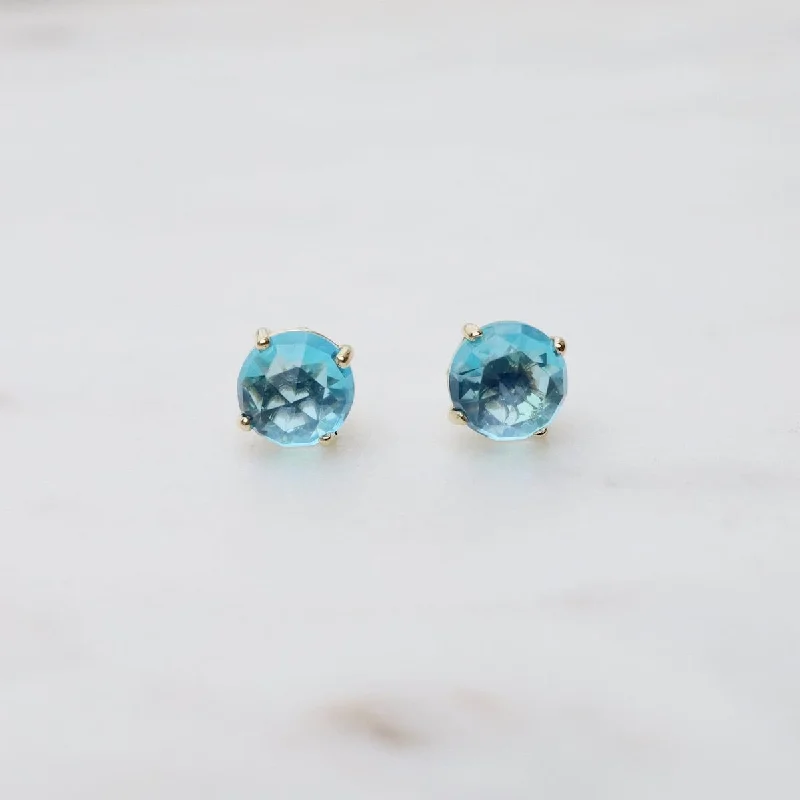 6mm Round Paraiba Topaz Post Earring