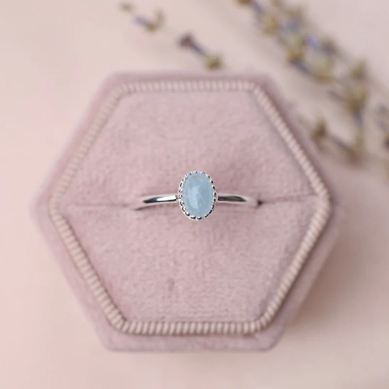 Oval Cabochon Aquamarine Ring