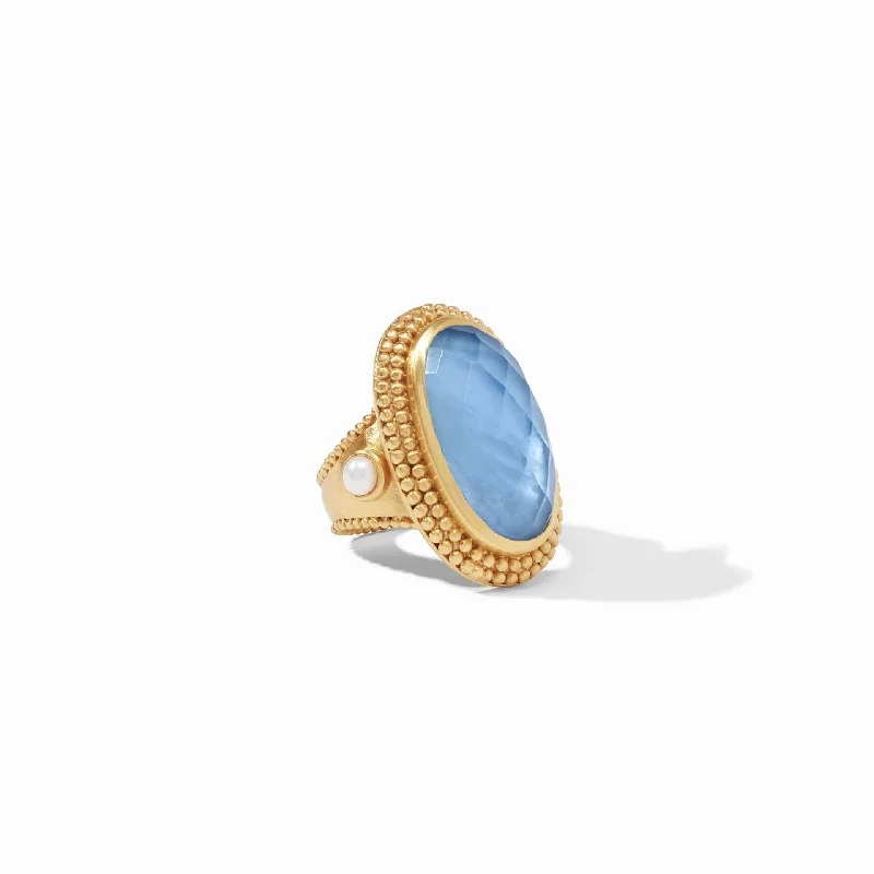 Flora Statement Ring Iridescent Chalcedony Blue