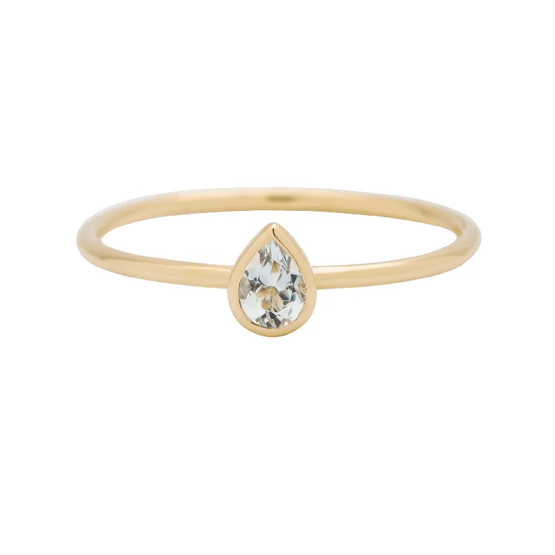 Aquamarine Stacking Ring - Pear Cut