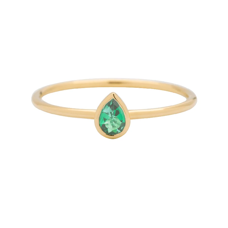 Emerald Stacking Ring - Pear Cut