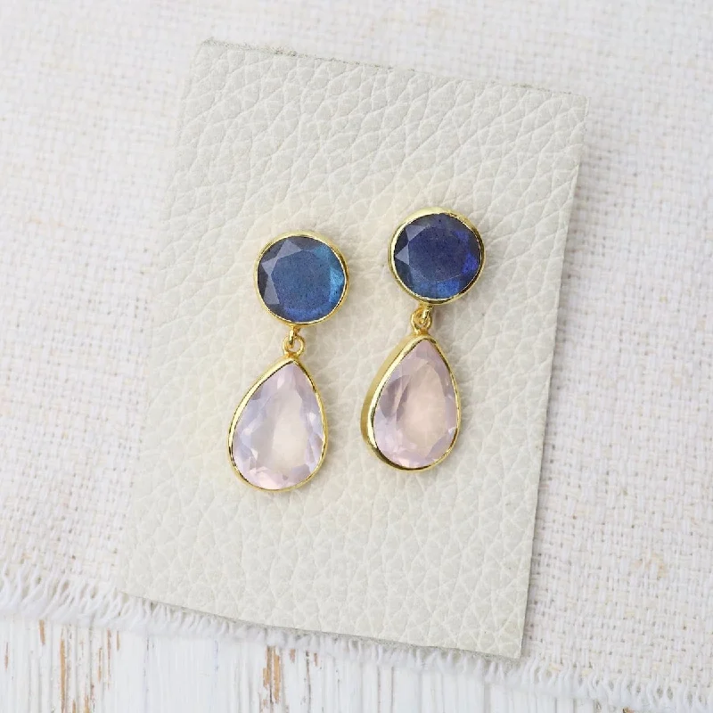 Rose Quartz & Labradorite Earrings