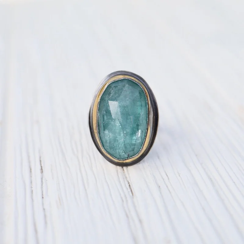 Extra Large Crescent Rim Ring - Sky Blue Kyanite