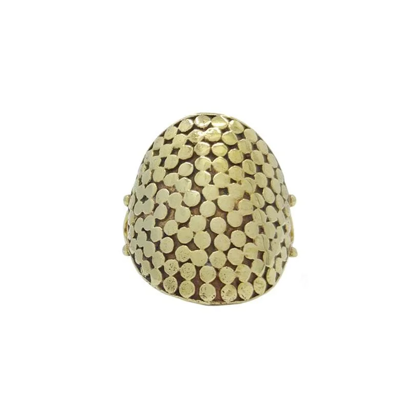 Domed Dot Solid Brass Ring