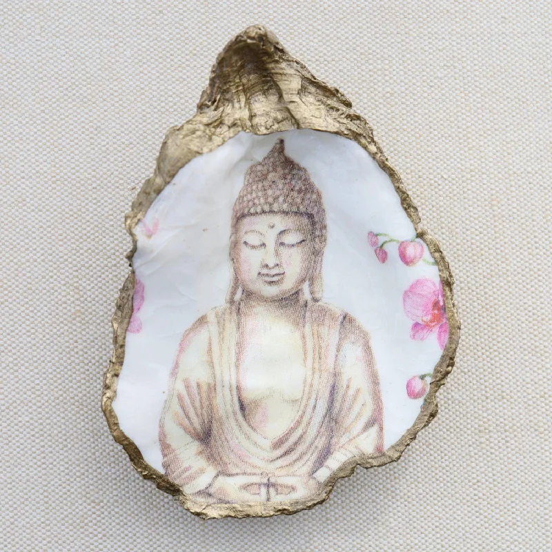 Serenity Decoupage Oyster Ring Dish - Buddha - Extra Large