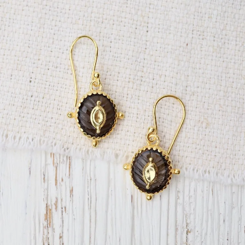 Oval Smokey Quartz Earring