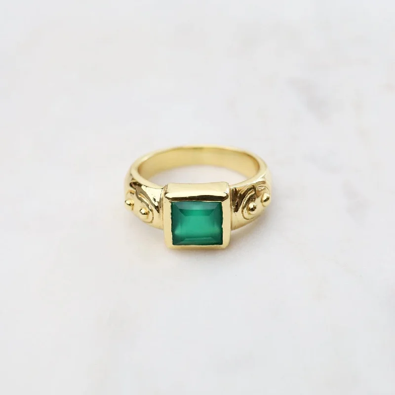 Green Onyx Boho Statement Ring