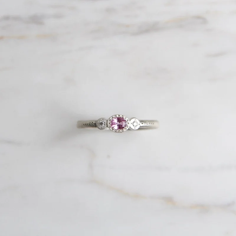 Oval & Round Charm Ring in Pink Sapphire