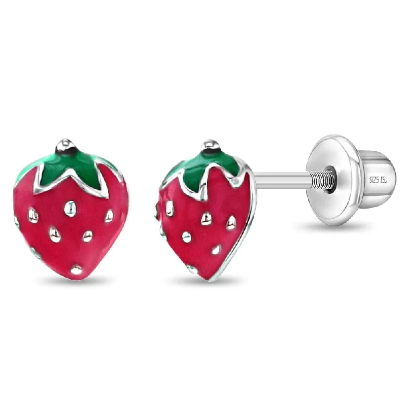 Summer Strawberry Girl Earrings - Screw Back