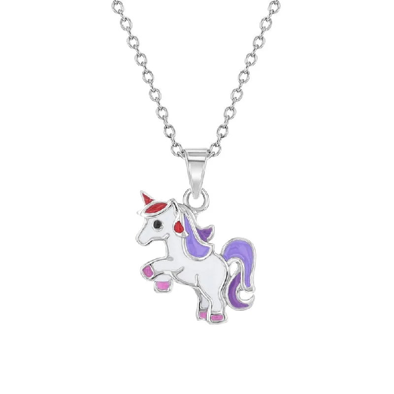 Rearing Unicorn Kids Necklace