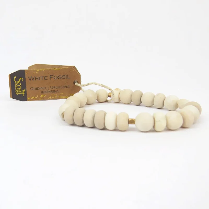 Scout White Fossil Stone Stacking Bracelet