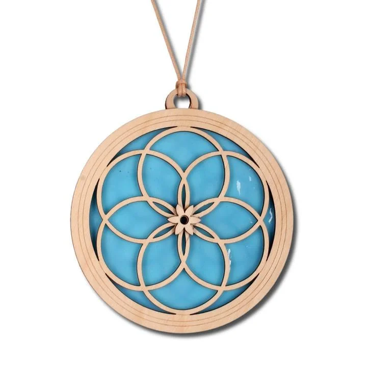 Standard 6" Suncatcher - Interlocking Rings in Turquoise