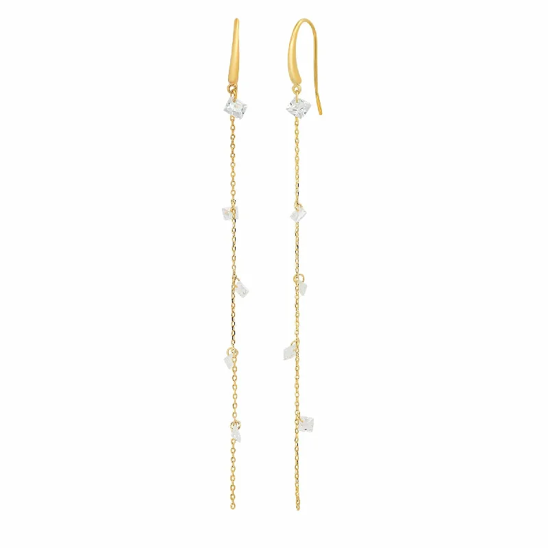 Gold Plated Hook Chain and Unset CZ Earrings