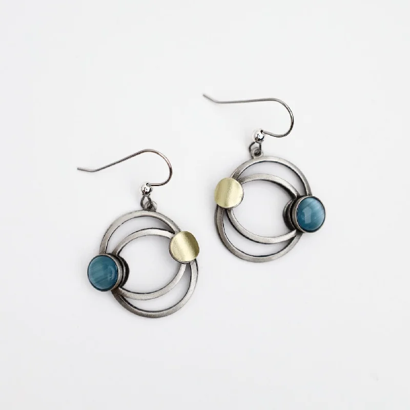 Aluminum Earring with Brass and Turquoise Acrylic