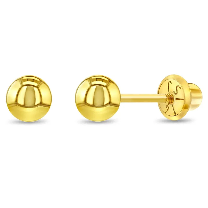 14k Classic 4mm Ball Toddler Earrings - Screw Back